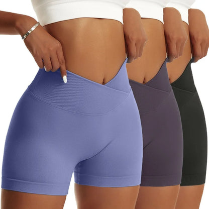 3-Pack Women's High-Waist Scrunch Butt Yoga Shorts – Peach Hip Biker Shorts for Running, Workout, and Gym
