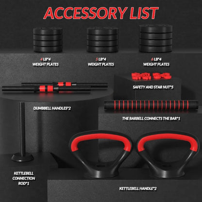 BalanceFrom 4-in-1 Adjustable Dumbbell/Barbell/Kettlebell Set: Versatile strength training for your home gym.