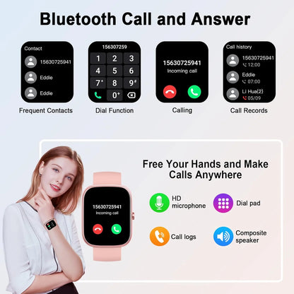 1.91" Smartwatch (Answer/Make Call), IP68 Waterproof, Fitness Tracker, 110+ Sport Modes, Heart Rate and Sleep Monit