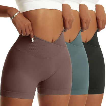 3-Pack Women's High-Waist Scrunch Butt Yoga Shorts – Peach Hip Biker Shorts for Running, Workout, and Gym