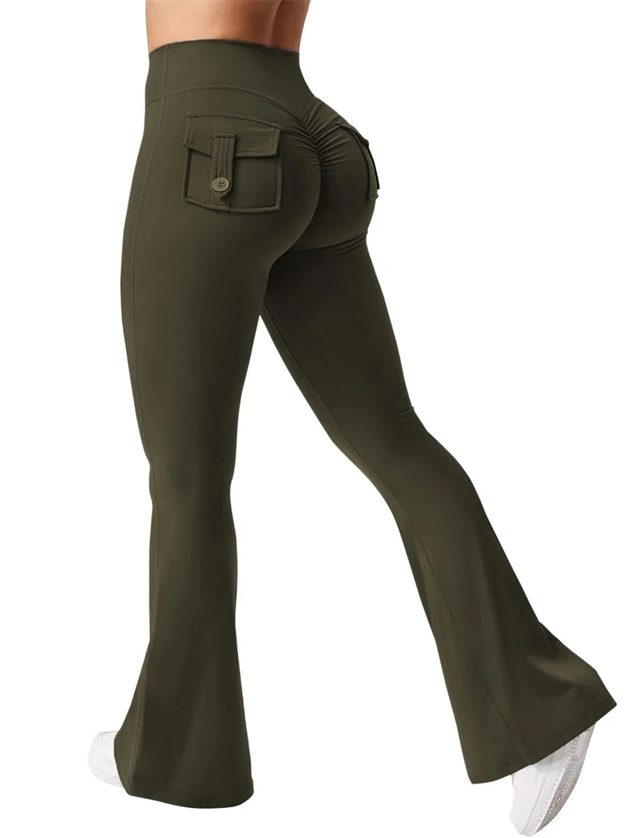 Women s High Waist Yoga Leggings with Pockets, Tummy Control Workout Running Pants, Stretchy Booty Leggings