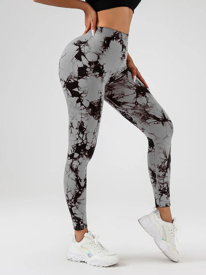 US Local Women‘s Spandex, Tie Dye Scrunch Butt Lifting V Back Leggings, Buttery Soft High Waist Booty Yoga Pants