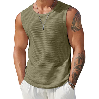 Men’s Ribbed Knit Tank Tops – Solid Color Sleeveless Workout Shirts