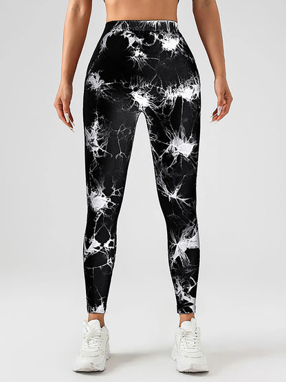 US Local Women‘s Spandex, Tie Dye Scrunch Butt Lifting V Back Leggings, Buttery Soft High Waist Booty Yoga Pants