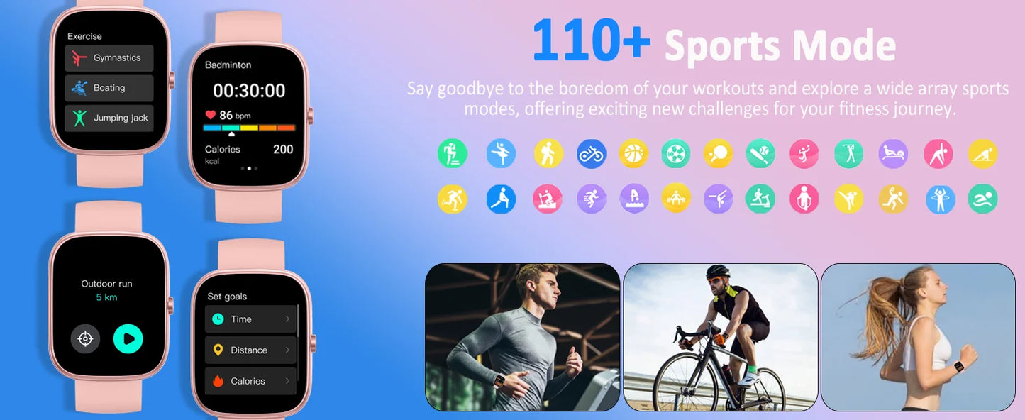 1.91" Smartwatch (Answer/Make Call), IP68 Waterproof, Fitness Tracker, 110+ Sport Modes, Heart Rate and Sleep Monit