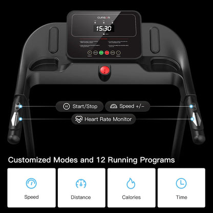 Folding Home Treadmill with Pulse Sensors, 2.5 HP Quiet Brushless Motor, 7.5 MPH, 265 lbs Capacity