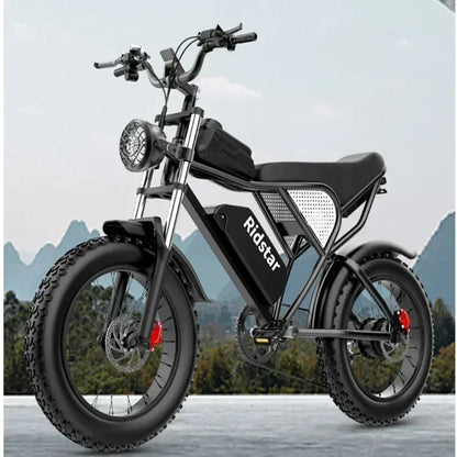 2000W Dual-Motor Fat Tire Ebike: 52V 40Ah Dual Battery, Ideal for Mountain and Motorcycle Use.