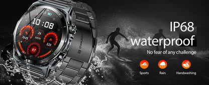New Smart Watch KE6 1.43" AMOLED Display Men Black Sports Watch, KE Series Bluetooth, Call Health Monitor, IP68 Waterproof