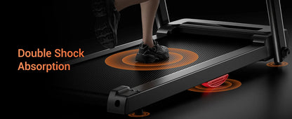 3.0HP Brushless Folding Treadmill | 300 lb Capacity | Heart Rate Monitor & Dual Shock Absorption | Cup/Phone Holder | Quiet Operation