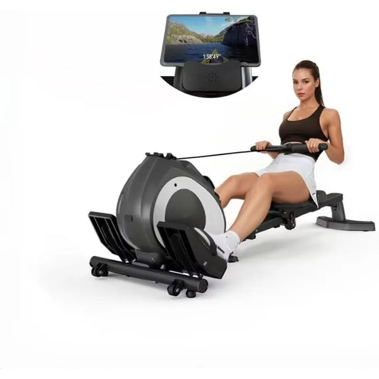 Home Rowing Machine: Magnetic Resistance, Foldable, for Cardio & Strength Training.