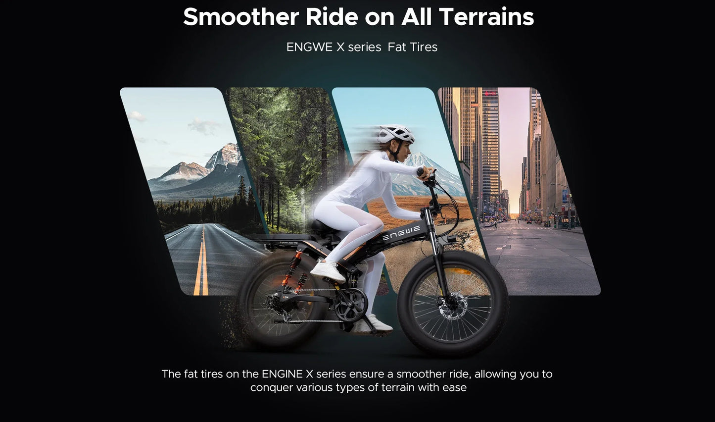 1200W 48V Folding Electric Mountain Bike – X26/X24/X20 Series, 26" Fat Tire E-Bike for Urban Commuting