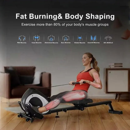 Home Rowing Machine: Magnetic Resistance, Foldable, for Cardio & Strength Training.